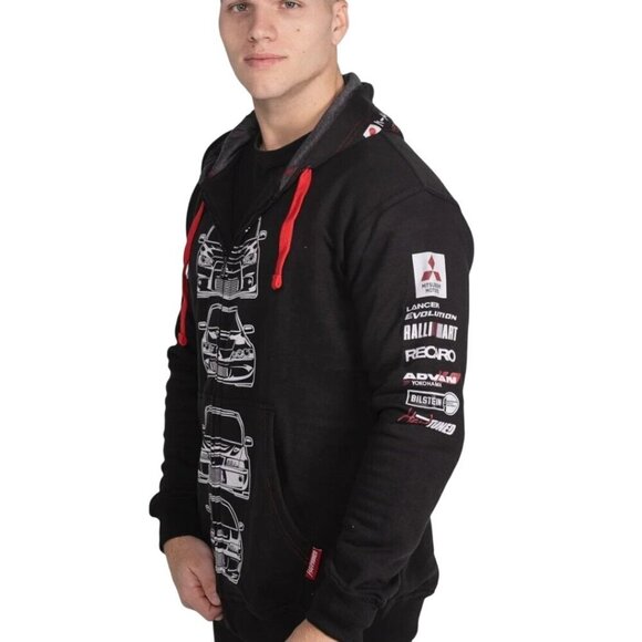 Hardtuned Mitsubishi Evolution Hoodie All Over Graphic Black Logo Size XXL - Picture 6 of 13
